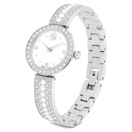 Matrix pearl bangle watch Swiss Made, Crystal bracelet, White, Stainless steel